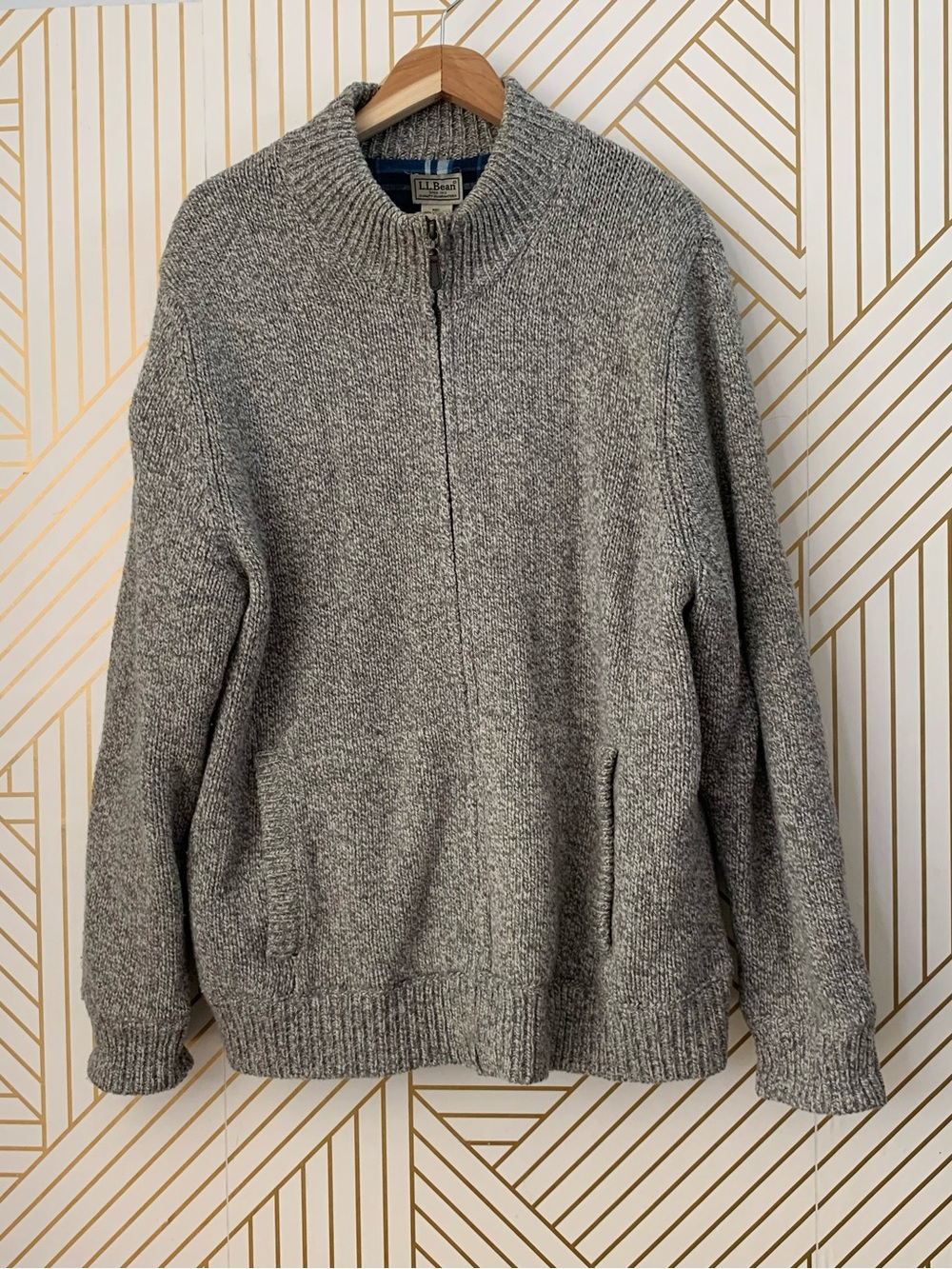LL Bean 100% Lambswool flannel Lined Cardigan sweater shacket jacket coat XXL